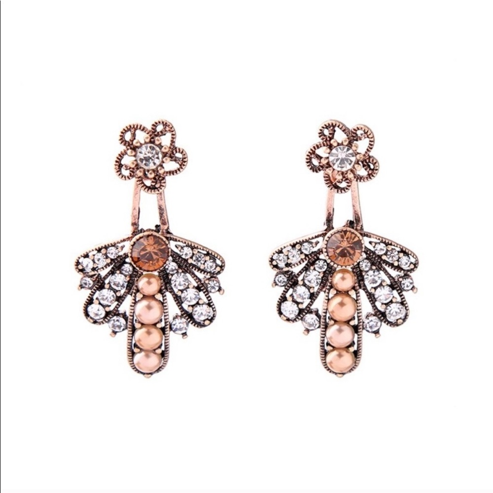 Multi color crystal long earrings
